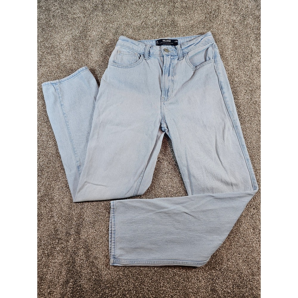 Hollister Ultra‎ High-Rise 90s Straight Jeans Light Wash Womens 2R W26 L28